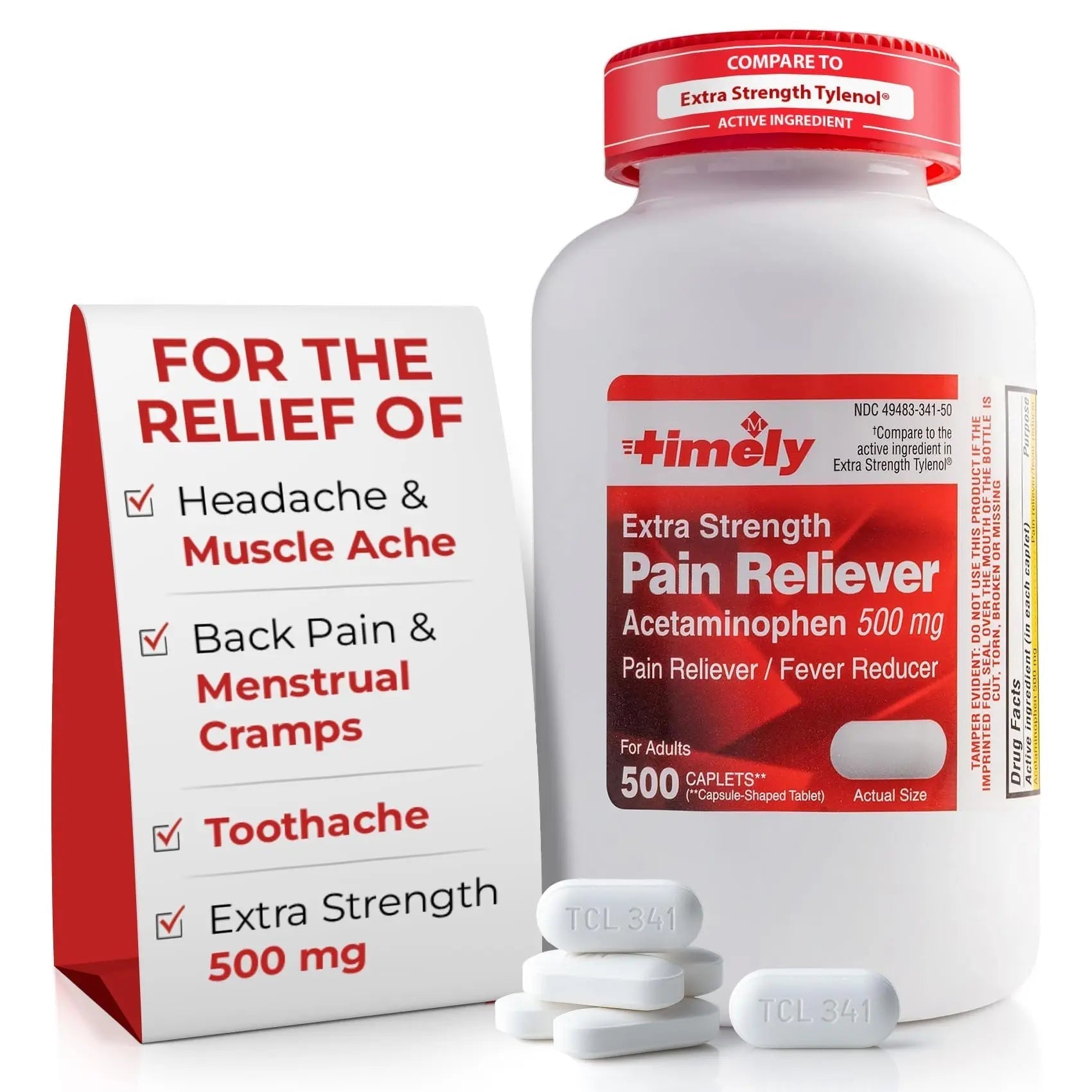TIME-Cap Labs 500 Caplets Extra Strength Acetaminophen 500mg - Pain Reliever & Fever Reducer for Adults, Helps with Headaches, Backaches, Muscle Pain, Toothaches, Arthritis & Menstrual Cramps TIME-CAP LABS, INC.Buy Supplements Australia