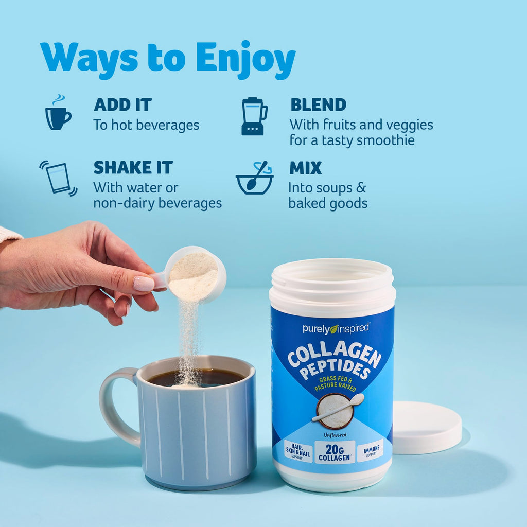 Purely Inspired Collagen Powder, Unflavored (20 Servings) - 20g Hydrolyzed Collagen Peptides Protein Powder for Women & Men - Grass-Fed & Pasture Raised Supports Hair