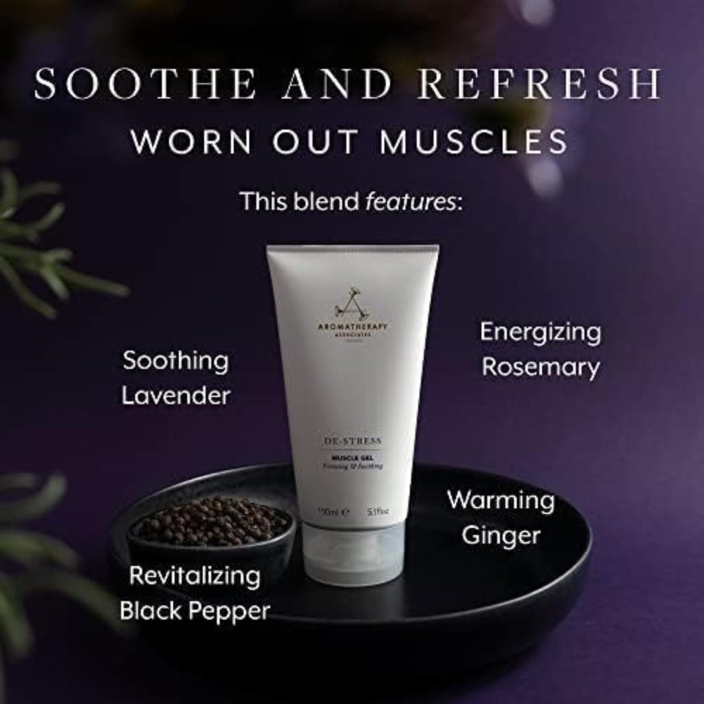 Aromatherapy Associates De-Stress Muscle Gel, Cooling & Warming Massage Gel with Ginger, Black Pepper & Rosemary Essential Oils for Daily Tension & Post-Activity Comfort, 5.07 oz Aromatherapy AssociatesBuy Supplements Australia