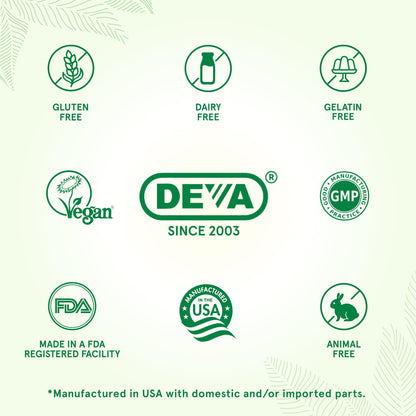 DEVA Vegan Multivitamin for Women & Men with Iron, Vitamin C, E, B Complex Vitamins, Zinc, 90 Tiny Tablets DEVABuy Supplements Australia