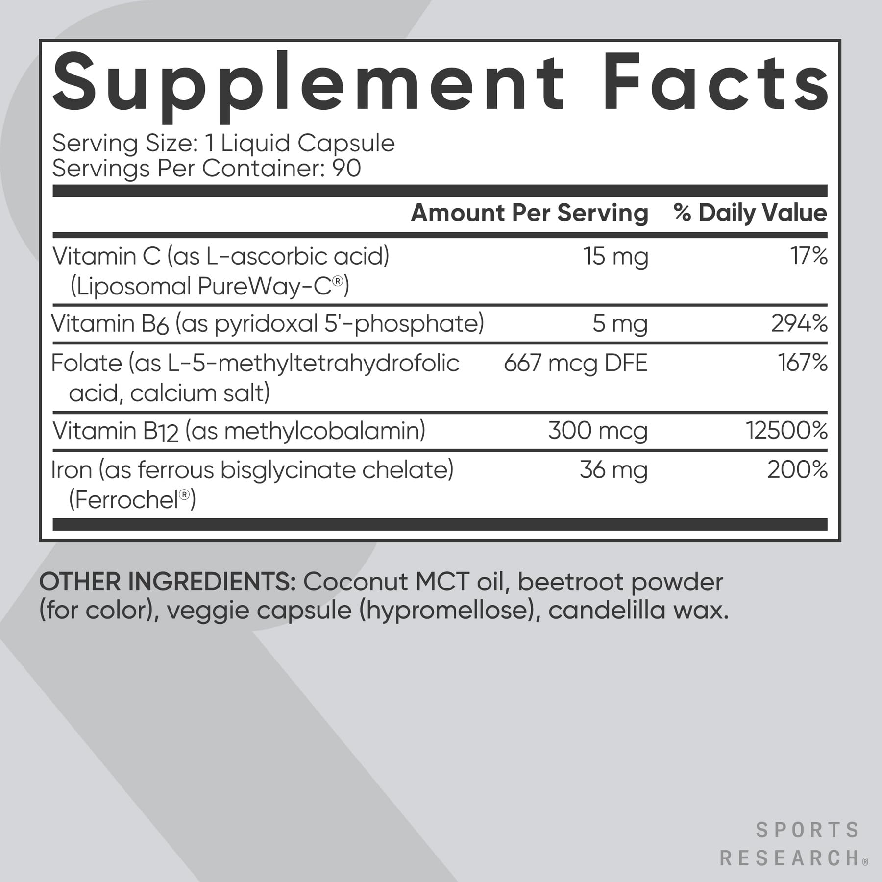 Sports Research® Blood Balance Iron Supplement - 36 MG Iron + Folate & Vitamin C for Absorption - Red Blood Cell Support for Women & Men* - Vegan Certified · Non-GMO · Gluten-Free - 90 Capsules Sports Research buy supplements Au