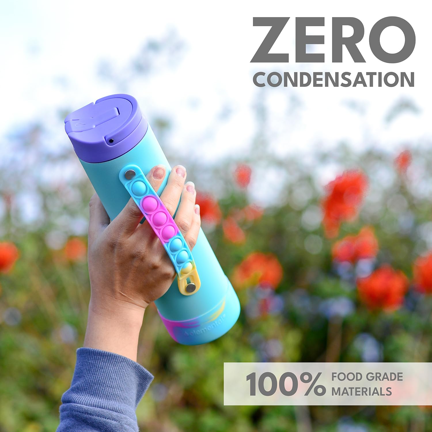 Elemental Iconic Water Bottle for School - 100% Leak-Proof Insulated Water Bottles with Straw Lid & Pop-It Handle - Triple-Wall Insulated & BPA-Free, 20oz – Blue Tie Dye Elemental buy supplements Au