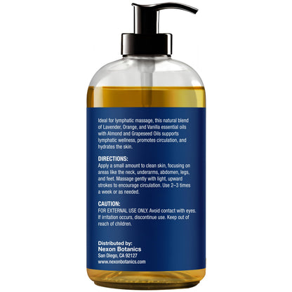 Lymphatic Drainage Massage Oil for Massage Therapy 8 fl oz - Refreshing and Relaxing - Natural Oils with Arnica, Vanilla and Lavender Oil - for Men and Women - Nexon Botanics Nexon Botanics buy supplements Au