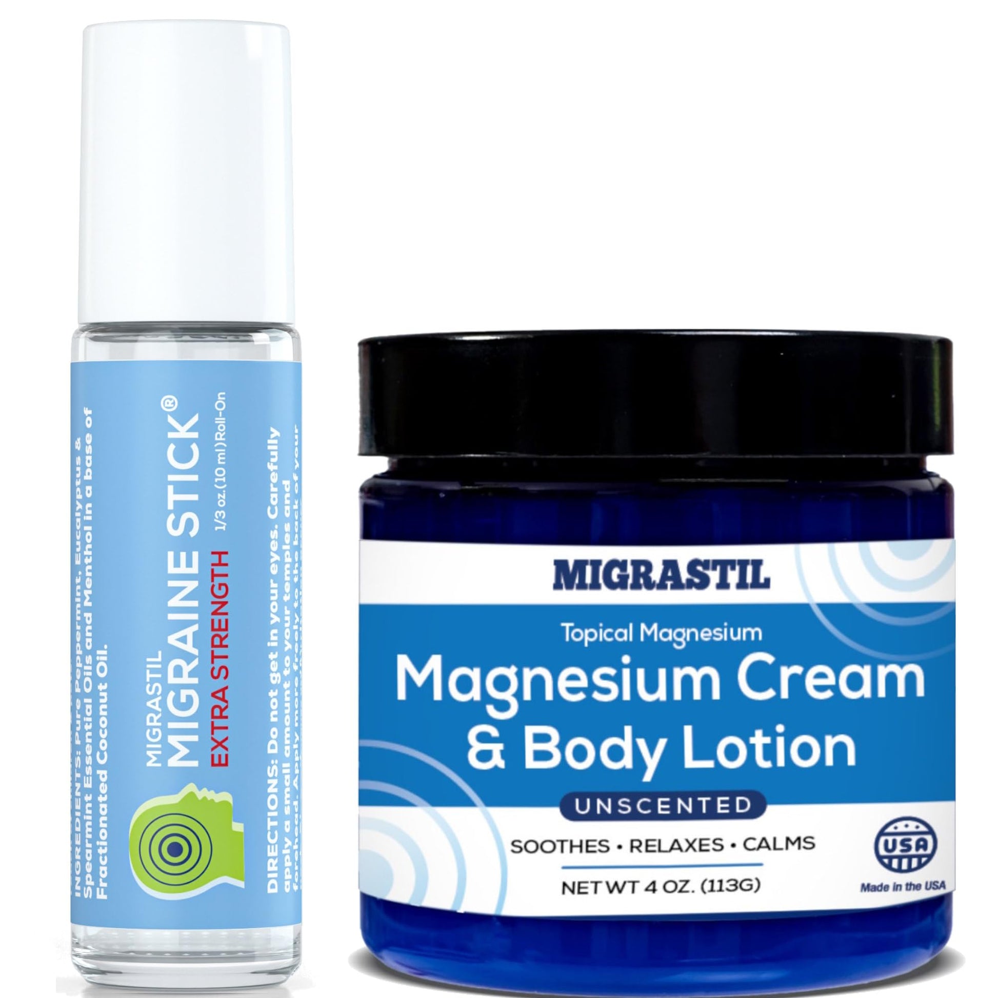 Basic Vigor Migrastil Extra Strength Migraine Stick & Topical Magnesium Cream Bundle Basic VigorBuy Supplements Australia