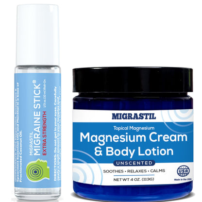 Basic Vigor Migrastil Extra Strength Migraine Stick & Topical Magnesium Cream Bundle Basic VigorBuy Supplements Australia