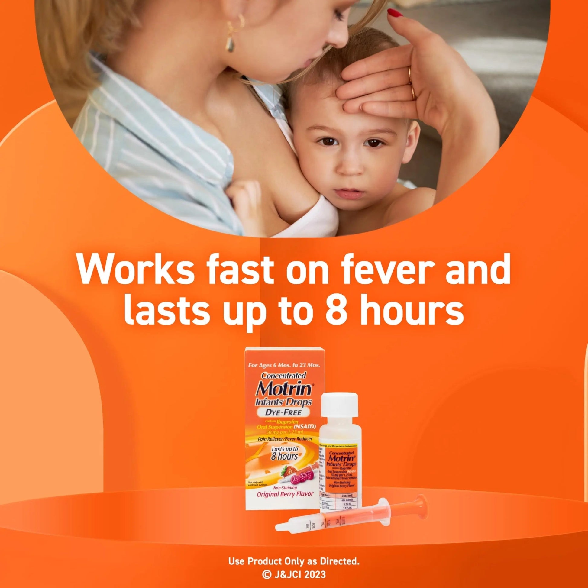 Motrin Infants Infant Ibuprofen Oral Suspension Concentrated Drops, NSAID Fever Reducer & Pain Reliever for Babies, Dye Free, Alcohol-Free, Berry Flavor, Includes Enclosed Syringe, 1 fl. oz Infants' MotrinBuy Supplements Australia
