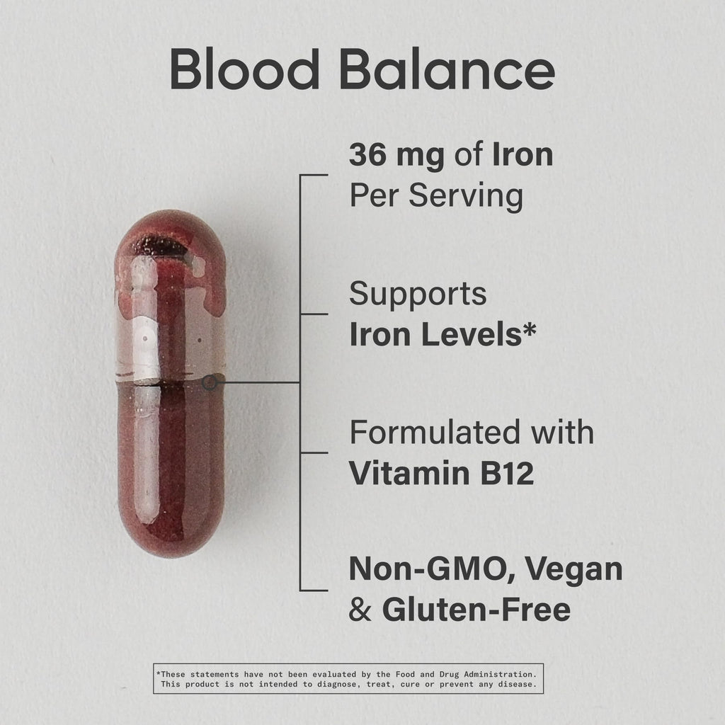 Sports Research® Blood Balance Iron Supplement - 36 MG Iron + Folate & Vitamin C for Absorption - Red Blood Cell Support for Women & Men* - Vegan Certified · Non-GMO · Gluten-Free - 90 Capsules Sports Research buy supplements Au
