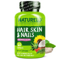 NATURELO Hair, Skin and Nails Vitamins - 5000 mcg Biotin, Collagen, Natural Vitamin E - Supplement for Healthy Skin