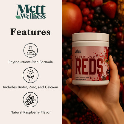 Mett Wellness Superfood REDS | 10.72 oz | With Vitamins A, C & E | Helps Maintain Nitric Oxide Levels | Supports Daily Wellness Mett Wellness buy supplements Au