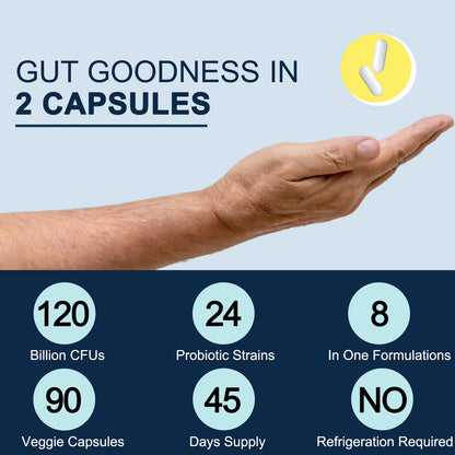 Probiotics for Men Digestive Health, 120 Billion CFUs Mens Probiotic with Digestive Enzymes & Prebiotics & Saw Palmetto & Cranberry for Gut, Prostate & Urinary