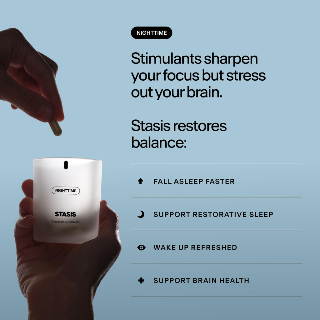 STASIS Nighttime Supplement for Men & Women with Magnesium, Melatonin, Zinc & Botanical Extracts, Evening Routine Support Capsules for Bedtime Use, Vegan, Non GMO, 25 Servings, 1 Month Supply STASIS buy supplements Au