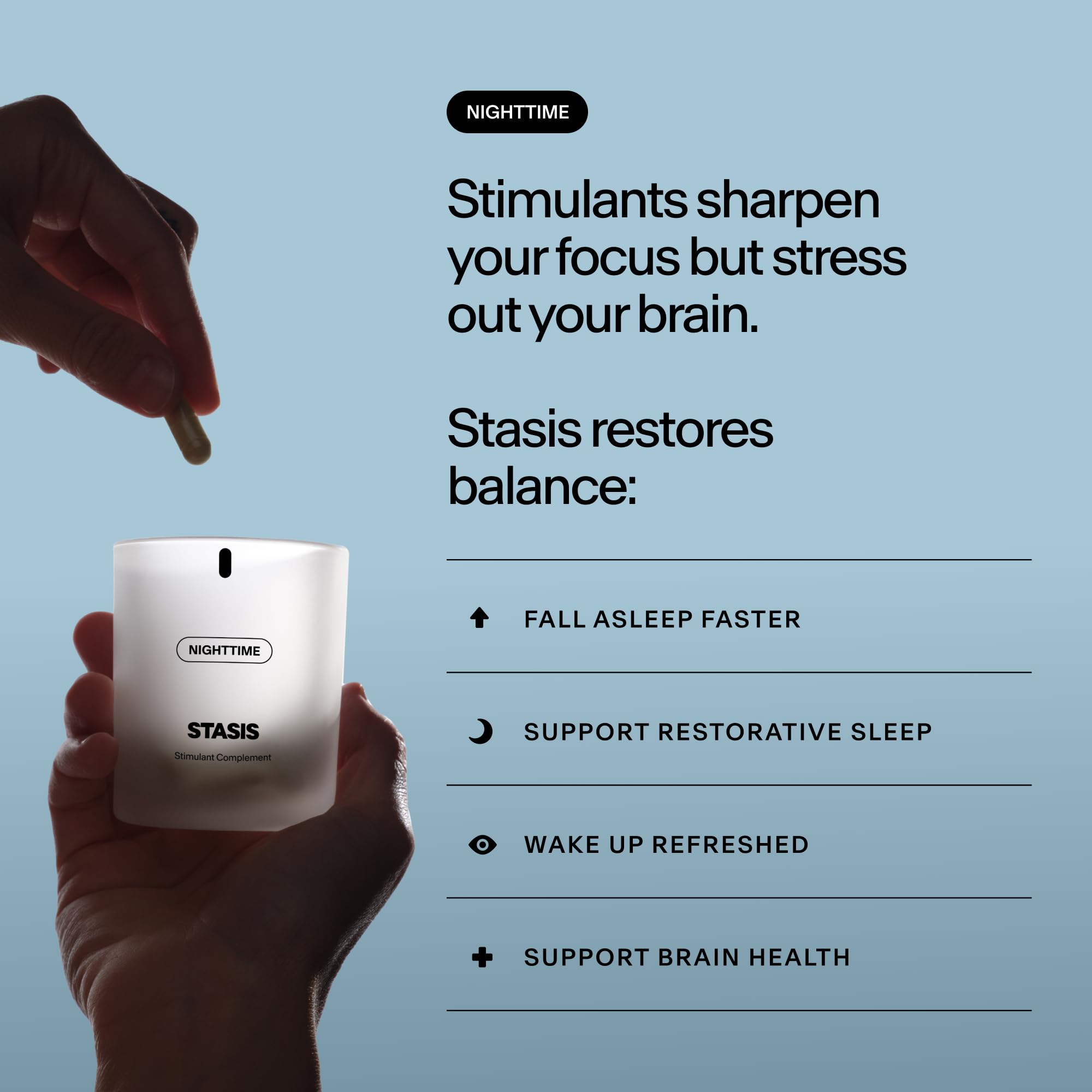 STASIS Nighttime Supplement for Men & Women with Magnesium, Melatonin, Zinc & Botanical Extracts, Evening Routine Support Capsules for Bedtime Use, Vegan, Non GMO, 25 Servings, 1 Month Supply STASIS buy supplements Au