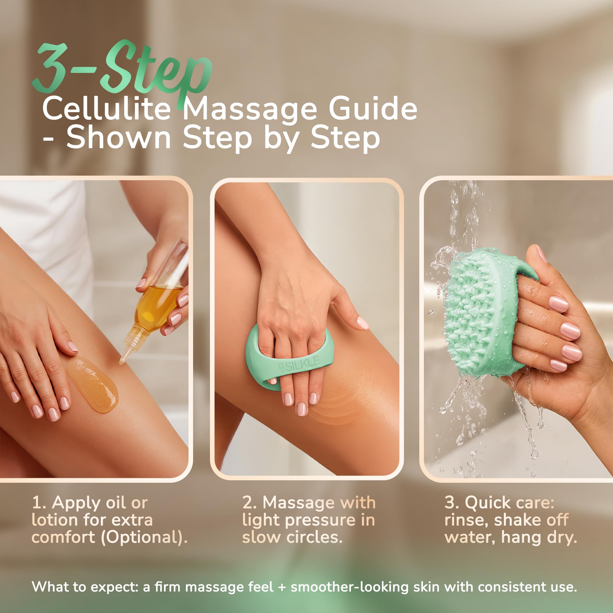 SILKLE Cellulite Massage Tool & Lymphatic Drainage Massager - Silicone Anti Cellulite Massage Brush for Body Sculpting with Ergonomic Handle - Cellulite Remover for Legs, Thighs and Belly - Green SILKLE buy supplements Au