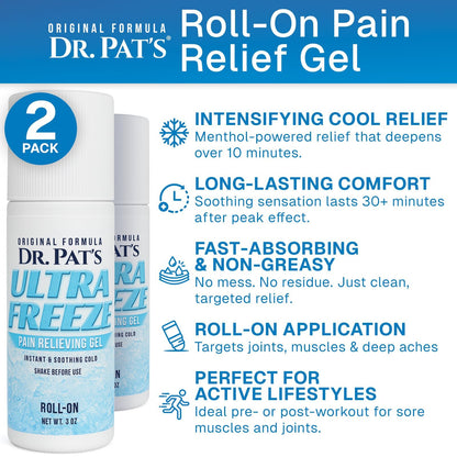 Ultra Freeze Roll-On Pain Relief Gel (3oz) - Joint & Muscle Therapy Rub for Arthritis, Neuropathy, Foot, and Joint - Cooling Topical Anti-Inflammatory (2 Pack) Ultra FreezeBuy Supplements Australia