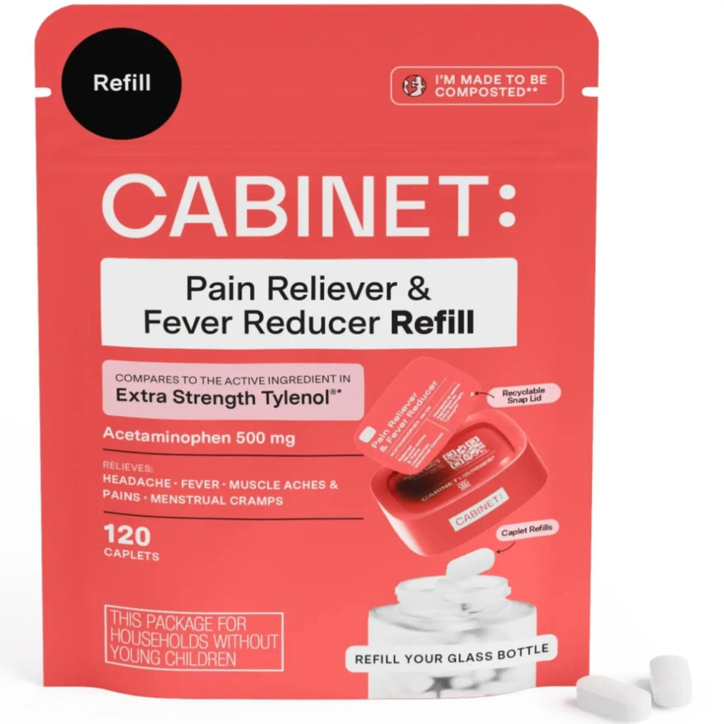 Cabinet: 500mg Acetaminophen for Headache Relief, Toothaches, Sore Throat, and Fever Reducer, 120 Tablets (Refill Pouch) Cabinet:Buy Supplements Australia