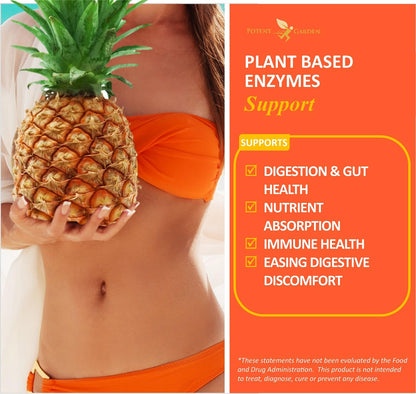 Potent Garden Digestive Enzymes -18 Plant Based Enzymes with amylase lipase bromelain Protease lactase & Other Enzymes - One Pre Meal Pill Supports Healthy