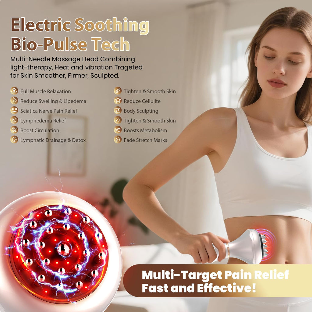 Lymphatic Drainage Massager, Anti Cellulite Massage Tool For Belly & Thigh Stretch Marks & Cellulite Reduction, Handheld Massage tools for Sciatica Nerve, shoulder, Hip, Muscle, Low Back Pain Relief nanagoo buy supplements Au