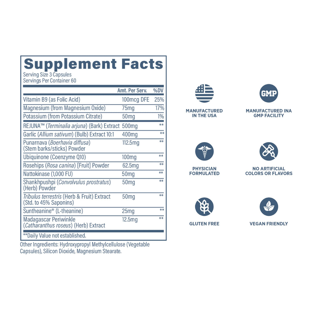 Revive MD Blood Pressure Support Supplement - Supports Heart and Circulatory Health, Energy & Daily Wellness - Magnesium, Potassium, Folic Acid & Garlic Formula (180 Vegetarian Capsules, 60 Servings) ReviveBuy Supplements Australia