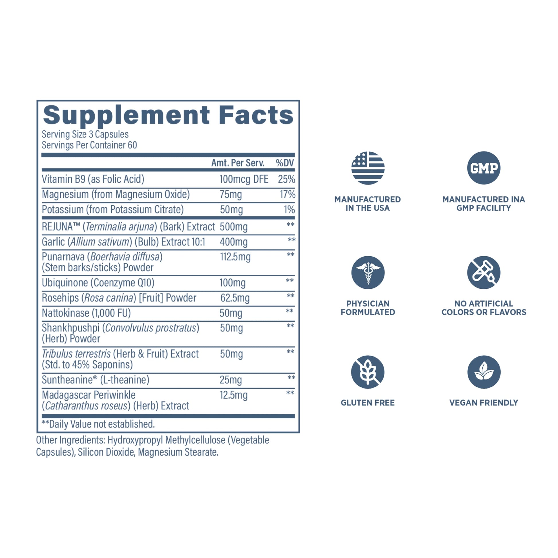 Revive MD Blood Pressure Support Supplement - Supports Heart and Circulatory Health, Energy & Daily Wellness - Magnesium, Potassium, Folic Acid & Garlic Formula (180 Vegetarian Capsules, 60 Servings) ReviveBuy Supplements Australia