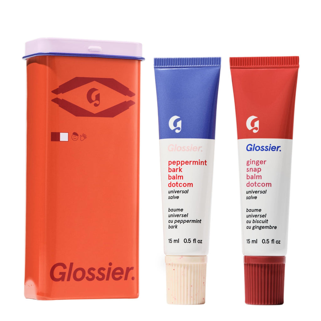 Glossier Balm Dotcom Hydrating Lip Balm Duo - Peppermint Bark & Ginger Snap - Lanolin, Beeswax & Castor Oil for Dry Lips - Nourishing Lip Care Gift Set, 2 x 15ml GlossierBuy Supplements Australia