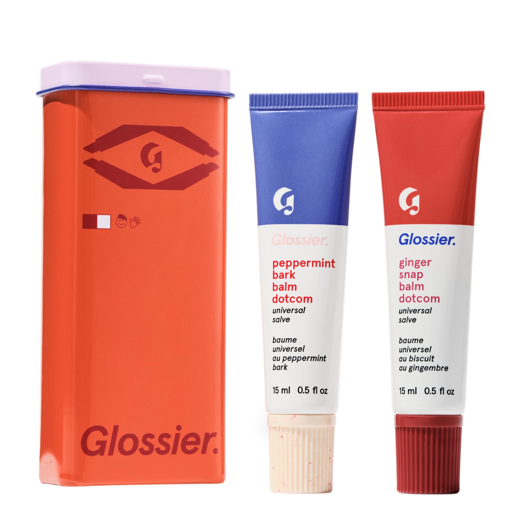 Glossier Balm Dotcom Hydrating Lip Balm Duo - Peppermint Bark & Ginger Snap - Lanolin, Beeswax & Castor Oil for Dry Lips - Nourishing Lip Care Gift Set, 2 x 15ml GlossierBuy Supplements Australia