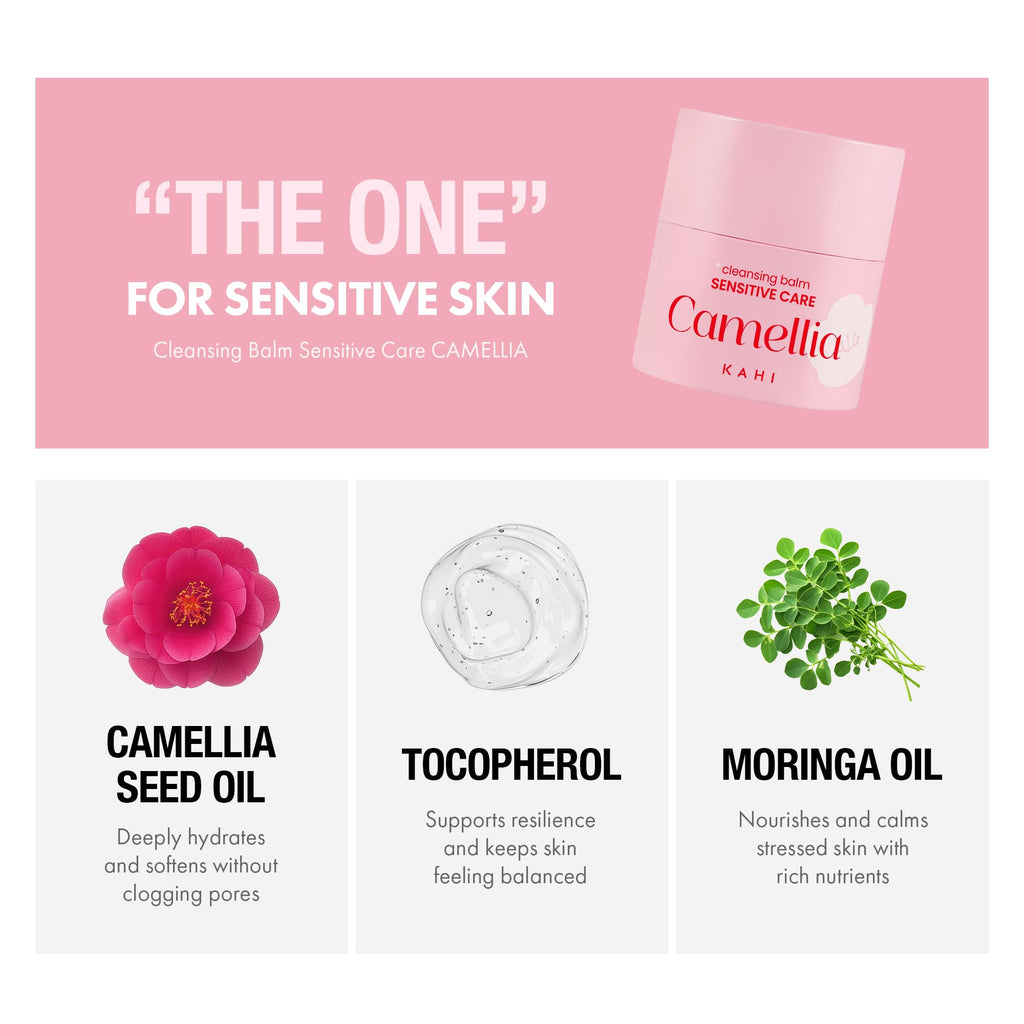 KAHI Cleansing Balm Sensitive Care Camellia - Gentle Makeup Remover Balm with Camellia Seed Oil & Vitamin E - Korean Skincare with Only 10 Ingredients 1.69 oz KAHIBuy Supplements Australia