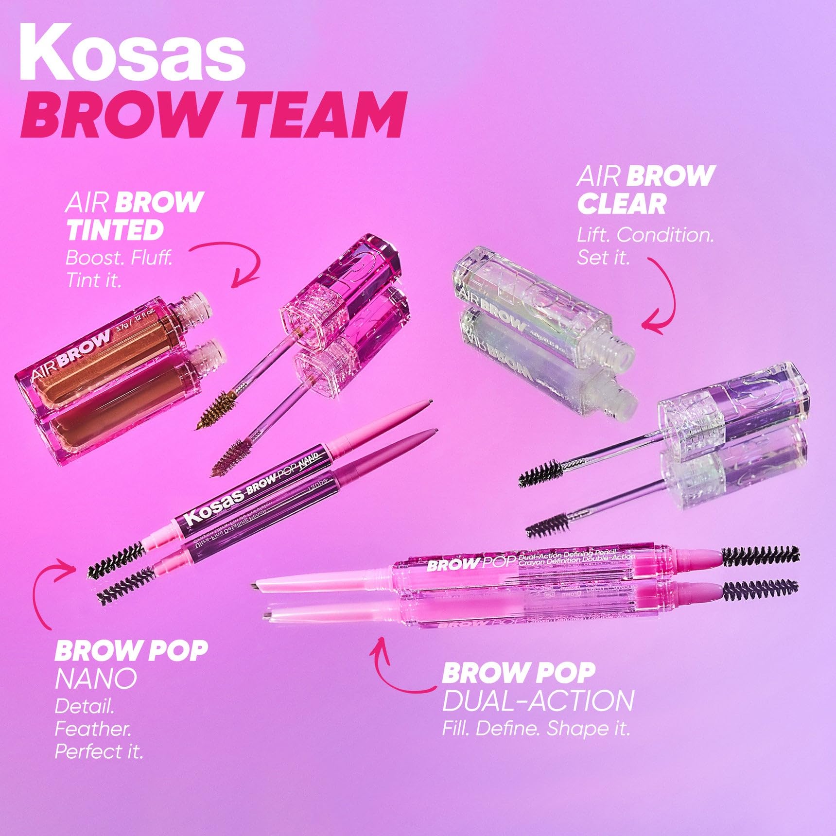 Kosas Air Brow Tinted Eyebrow Gel – Volumizing Brow Gel with Flexible Long-Lasting Hold, Medium Brown KosasBuy Supplements Australia