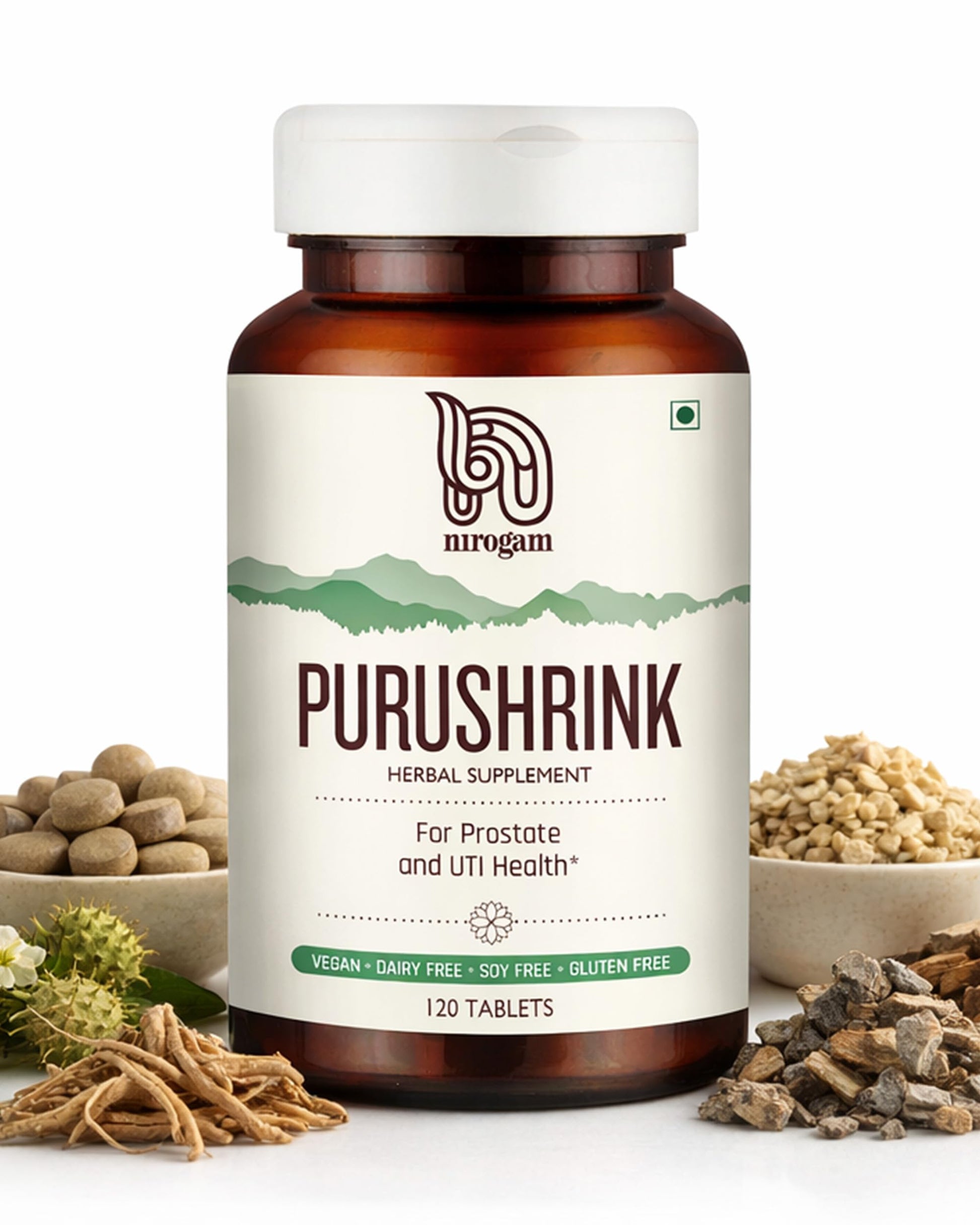 Nirogam Purushrink - BPH Prostate Supplement for Men, Supports Better Sleep & Urinary Health - Natural Ayurvedic Herbal Supplement 120 Tablets - Vegan, Dairy Free, Gluten Free NirogamBuy Supplements Australia