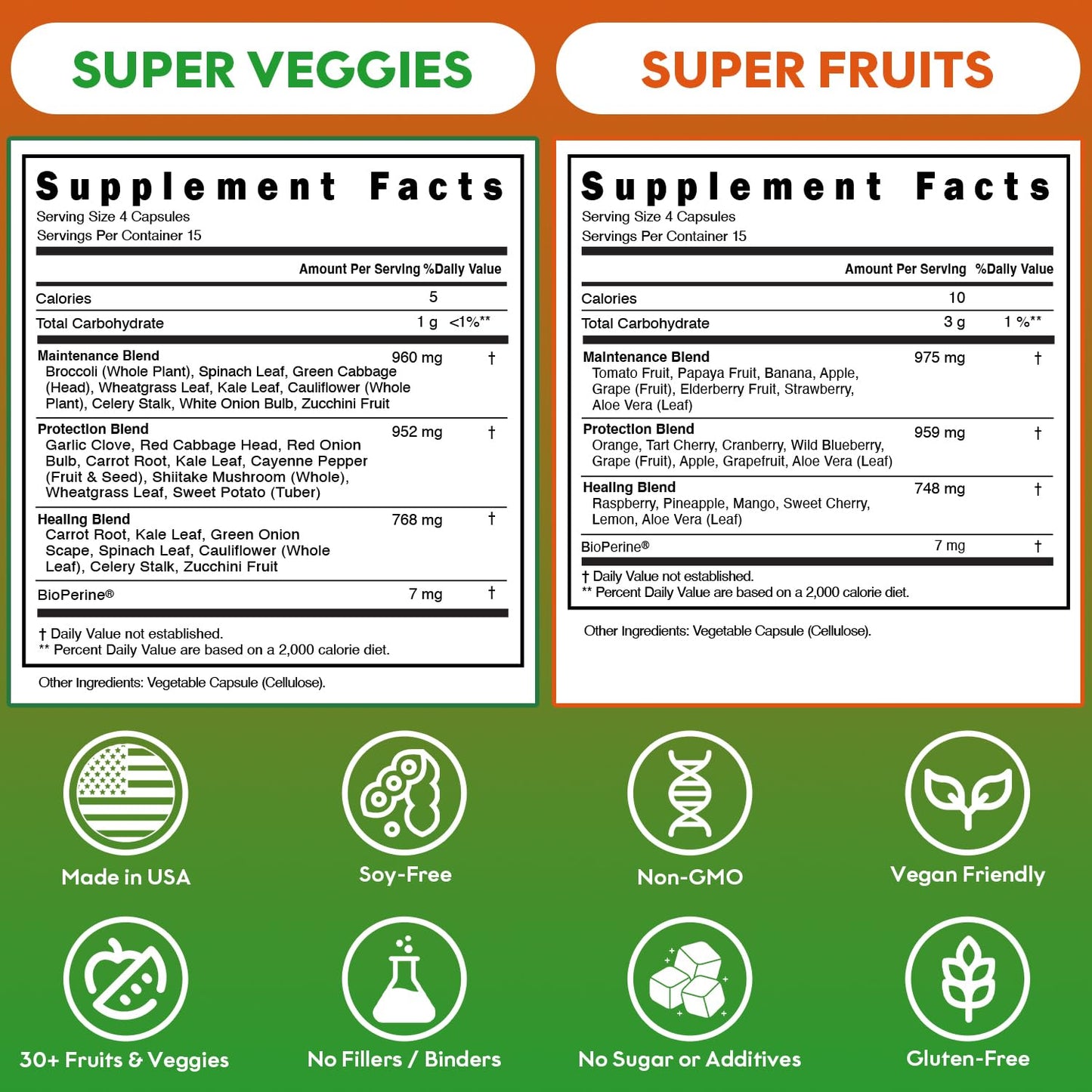 Fruits and Veggies Supplement (60 Day Supply) Powerfull Blend of 39 Whole Fruits and Veggies, Fills Nutritional Gaps, Get Energy, Well-being. USA Made Non-GMO/Vegan/Gluten Free. Packaging May Vary ROOTIE buy supplements Au