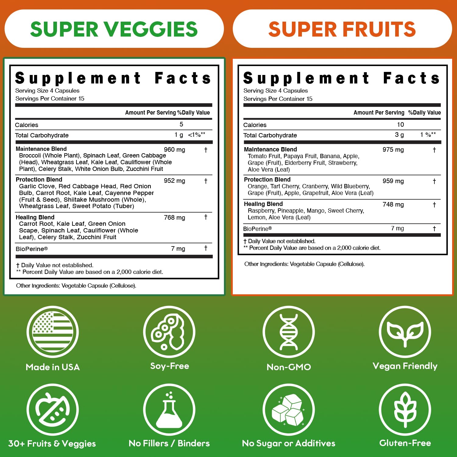 Fruits and Veggies Supplement (60 Day Supply) Powerfull Blend of 39 Whole Fruits and Veggies, Fills Nutritional Gaps, Get Energy, Well-being. USA Made Non-GMO/Vegan/Gluten Free. Packaging May Vary ROOTIE buy supplements Au