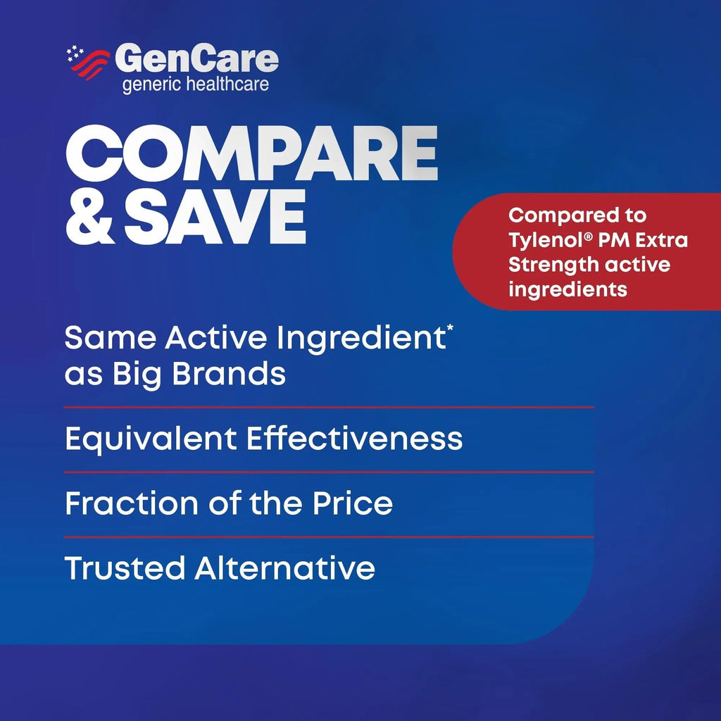 GenCare Extra Strength Acetaminophen PM 500 mg (375 Tablets) | Ultimate Pain Relief & Sleep Support for Adults | Quick Acting & Non Habit Forming Headache Relief | Eases Aches & Joint Discomfort GenCareBuy Supplements Australia