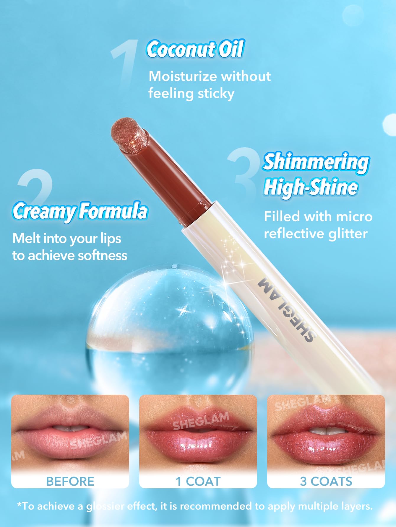 SHEGLAM Pout-Perfect Moisturizing Solid Lip Gloss Shimmer Lip Plumper - Violet Fizz SHEGLAMBuy Supplements Australia