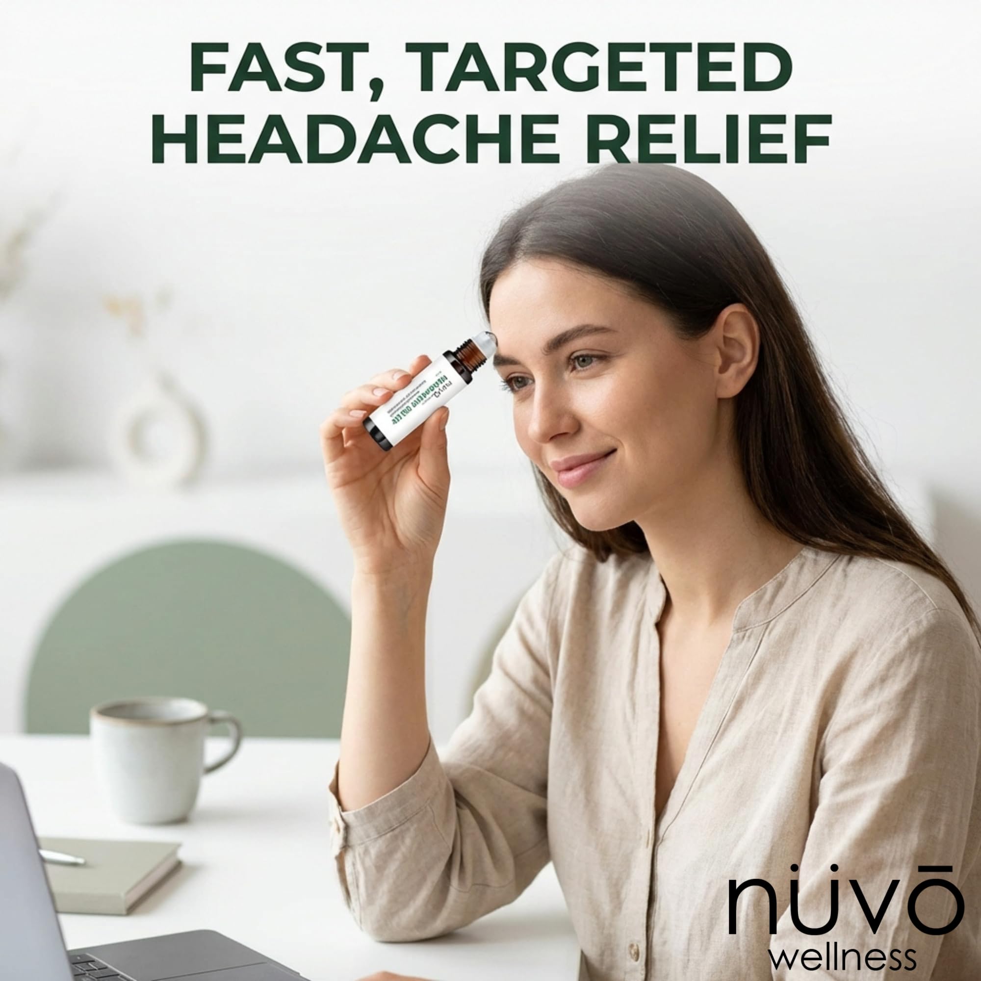 Migraine Relief Roll-On, Made with Peppermint, Lavender, Eucalyptus, & Other Aromatherapy Essential Oils, for Headaches, and Sore Muscles NUVO WELLNESSBuy Supplements Australia
