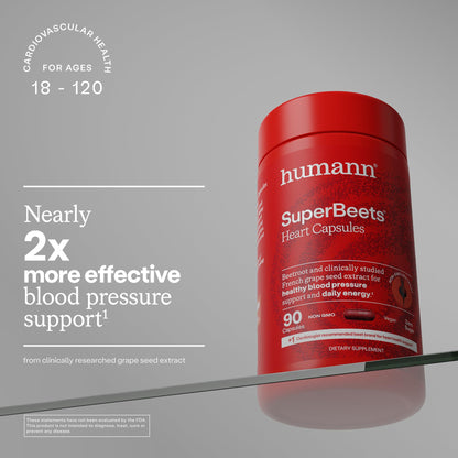 Humann SuperBeets Beet Root Capsules Quick Release 1000mg, Helps Support Nitric Oxide Production, Blood Pressure Support, Heart Health, Contains Non-GMO Beetroot Powder, Studied Antioxidants, 90 Count Humann buy supplements Au