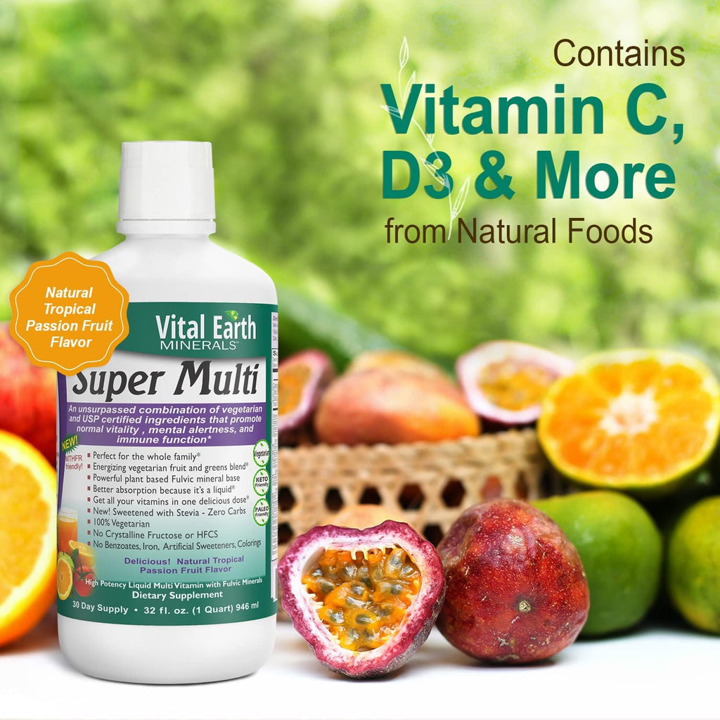 Vital Earth Minerals Super Multi – Liquid Multivitamins for Women, Men & Kids, Liquid Vitamins with Fulvic Acid for Better Absorption, MTHFR Support, 32 Oz + 1 Oz Cup Vital Earth MineralsBuy Supplements Australia