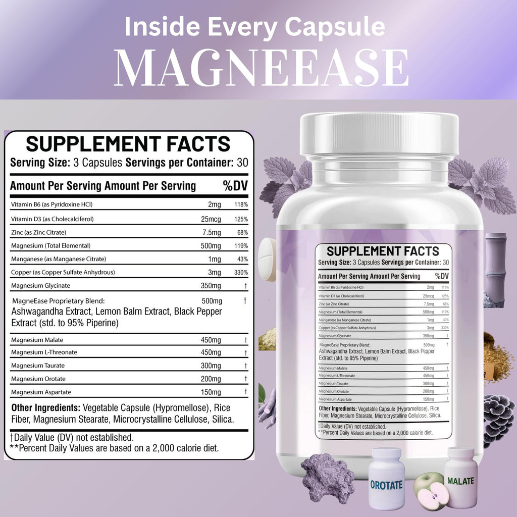 Kun Shafi Magnesium Complex with Magnesium Glycinate Malate, L-Threonate, Taurate, Orotate, Zinc,Aspartate, Copper Manganese & Vitamin D3 B6 Complex - 1Pack Kun Shafi buy supplements Au