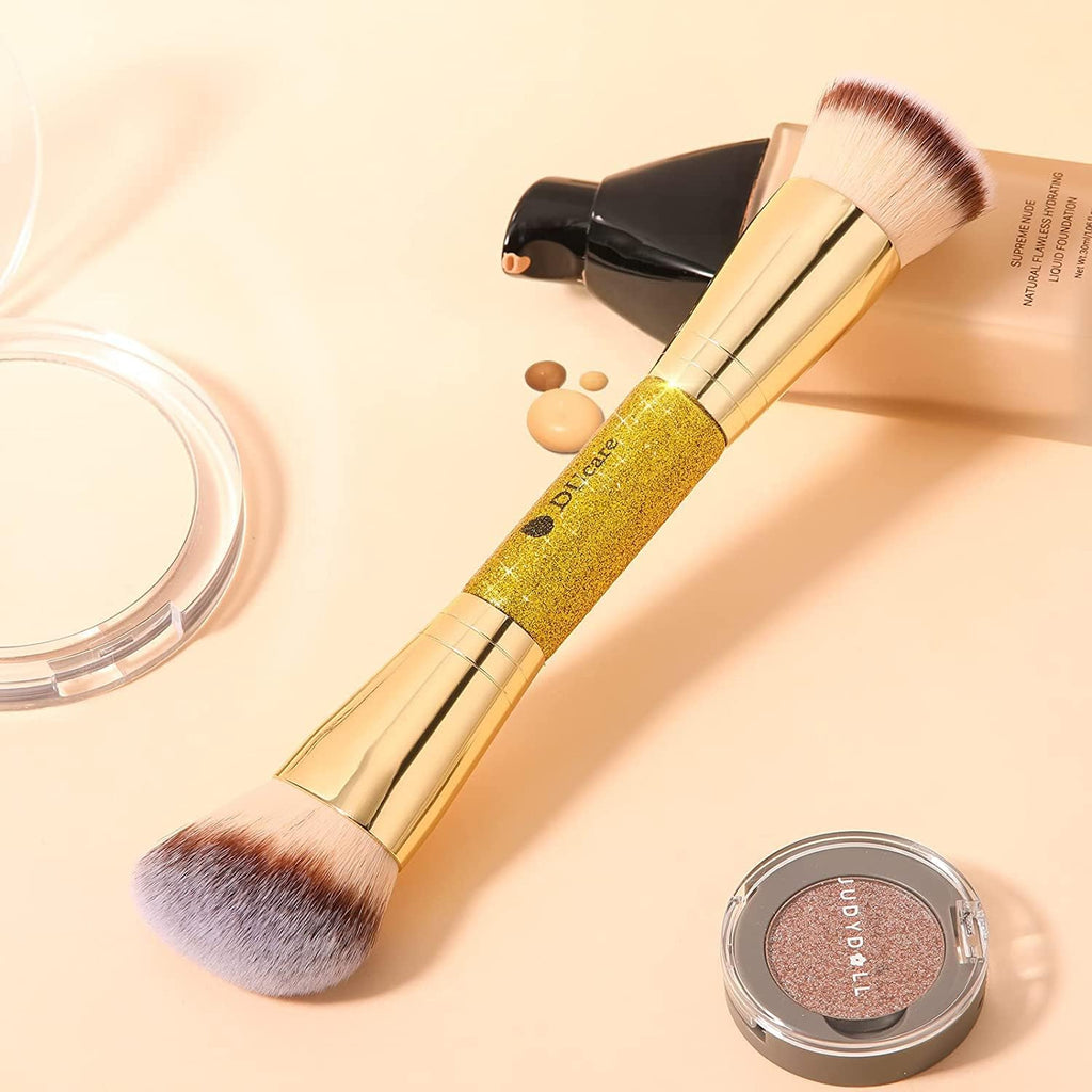 DUcare Dual End Foundation Contour Bronzer Brush, Gold Glitter Handle Double Ended Professional Face Makeup Tool for Liquid Cream Powder DUcareBuy Supplements Australia