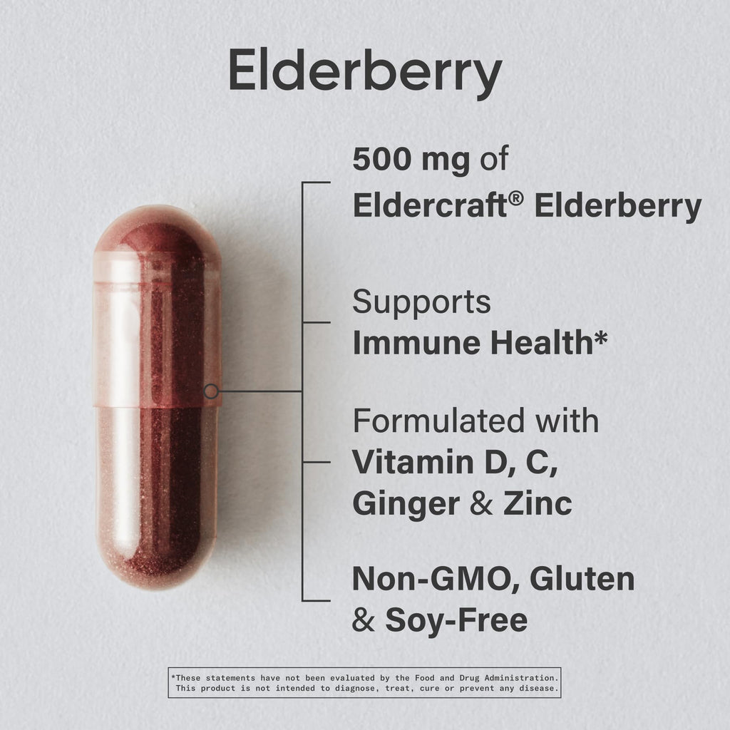 Sports Research® Elderberry Immune Support with Zinc, Ginger, Vitamin C & D3 - Vegan Friendly · Non-GMO · Gluten Free - 60 Veggie Capsules Sports Research buy supplements Au