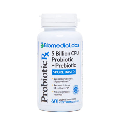 Probiotic Rx: 5 Billion CFU – Probiotic + Prebiotic - Spore-Based – 60-Day Supply - SBO - Supports Immune & Gut Health - Soil-Based Organisms - No Refrigeration Required