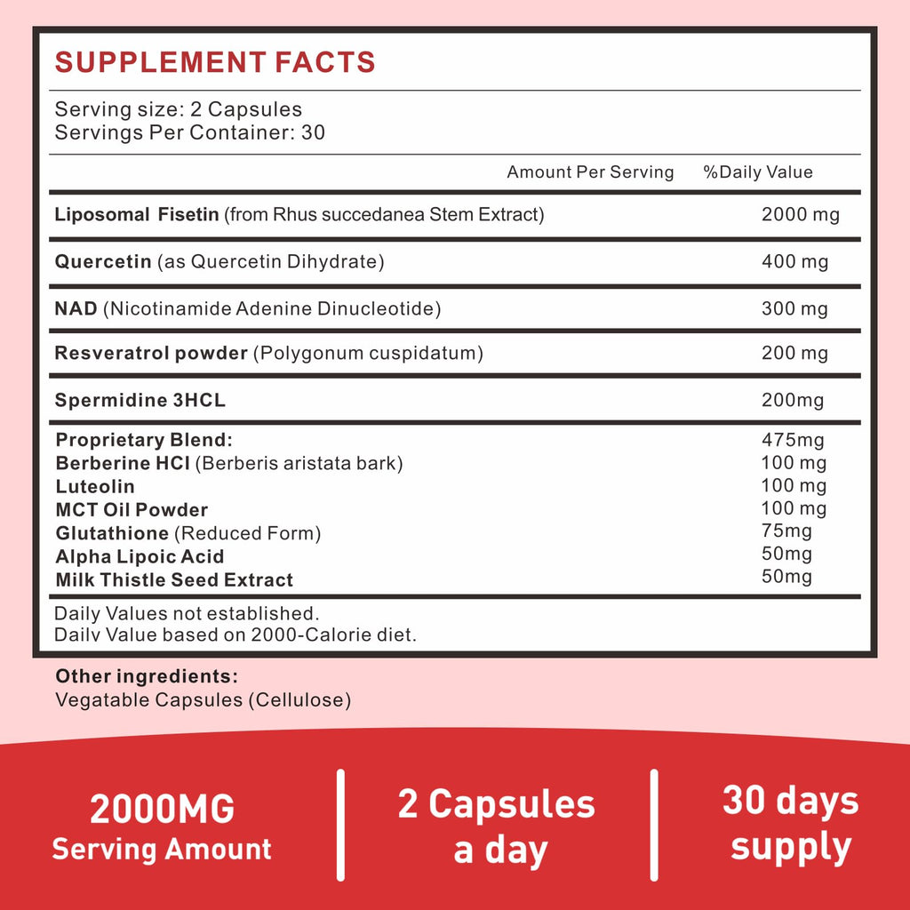 Uarcool Fisetin Supplement 2000mg for Healthy Aging and Longevity, Skin Health, Brain - Soy Free, Vegetarian - 60 Softgels(2 Bottles) UarcoolBuy Supplements Australia
