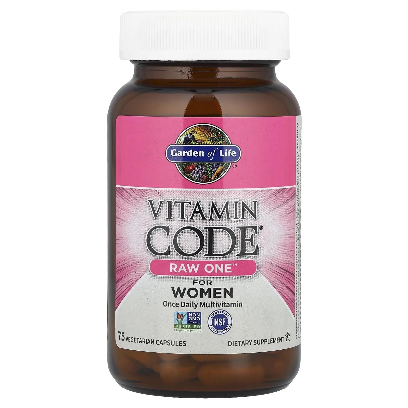 Garden of Life Vitamin Code Raw One for Women, Once Daily Women's Multivitamin - 75 Capsules, One a Day Vitamins Whole Food Iron Garden of Life