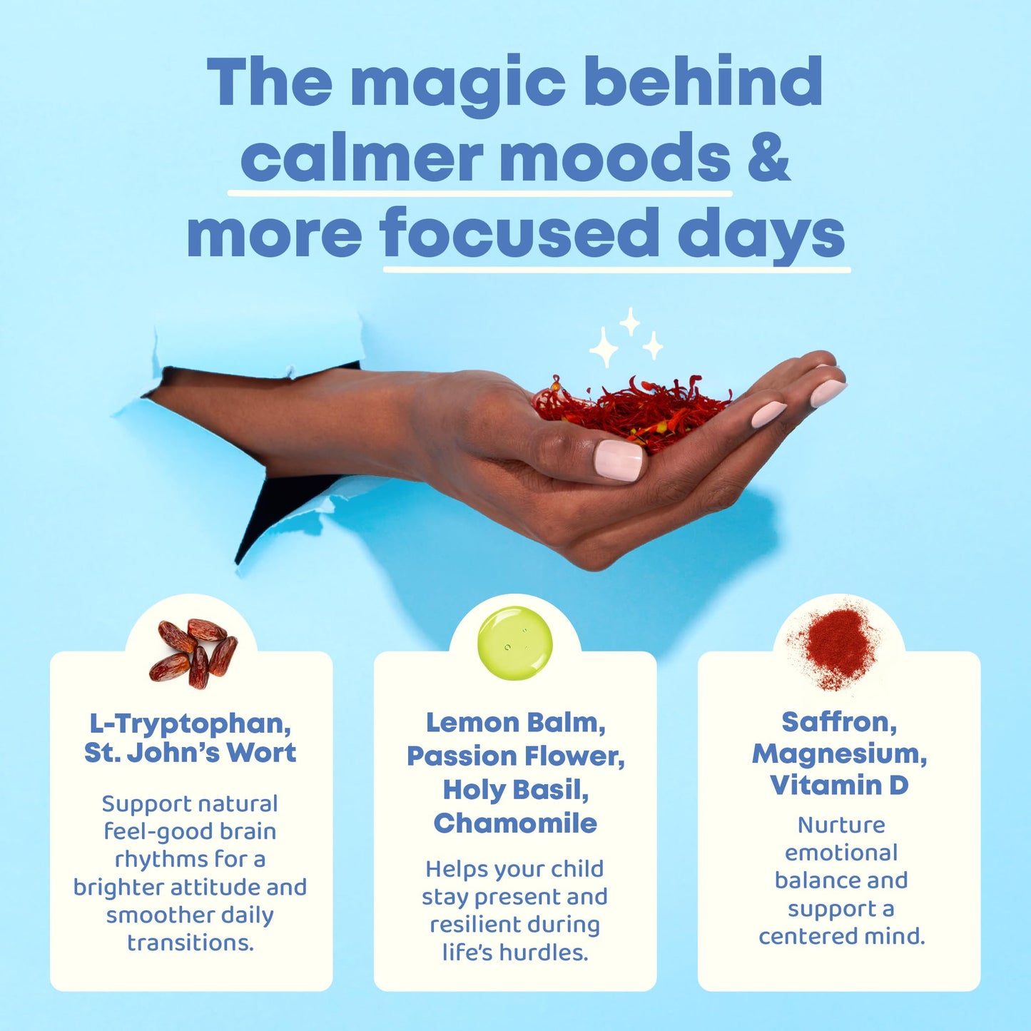 JoySpring Mood Magic for Kids – Natural Mood Support Pixie Sticks Candy with Saffron Extract, Magnesium Citrate & Vitamin D3 | Sugar-Free Powder Drink or Candy | 25 Servings | 4+ Years