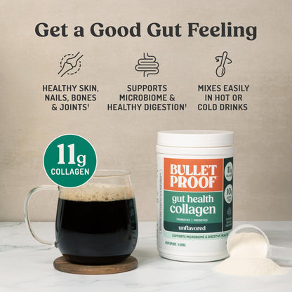 Bulletproof Unflavored Gut Health Collagen Protein, 14 Ounces, 10g Grass-Fed Collagen Peptides for Gut, Skin, Bone and Joint Support