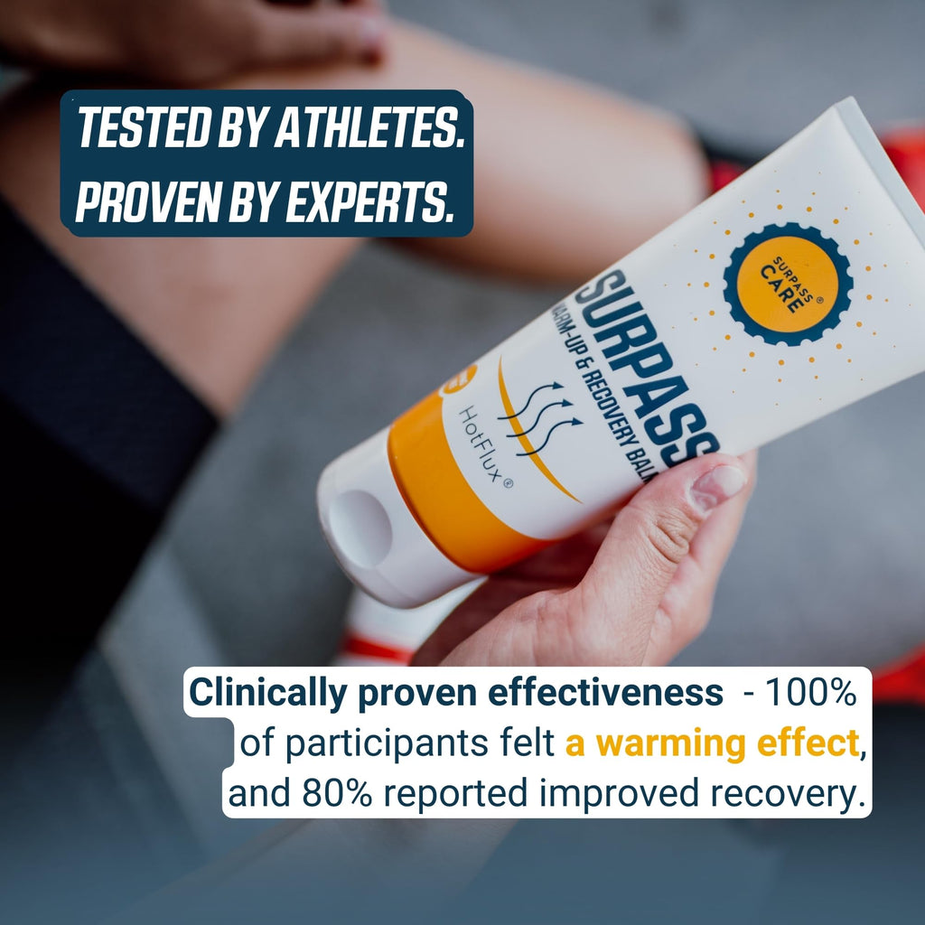 Surpass Warm up & Recovery Balm 6.76oz - HotFlux Muscle & Joints Relief Rub - Innovative Body Warming - After Sport Recovery Support - Feet, Neck & Shoulders, Lower Back, Knees - No Irritation Surpass-CareBuy Supplements Australia