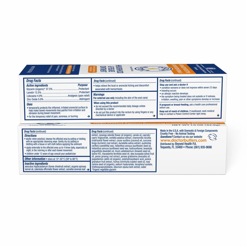 Doctor Butler's Advanced Hemorrhoid & Fissure Ointment – Lidocaine Hemorrhoid Treatment and Fissure Treatment Extra Strength Formula, Heals and Provides Fast Pain and Itch Relief* (1.5 oz.) Doctor Butler'sBuy Supplements Australia
