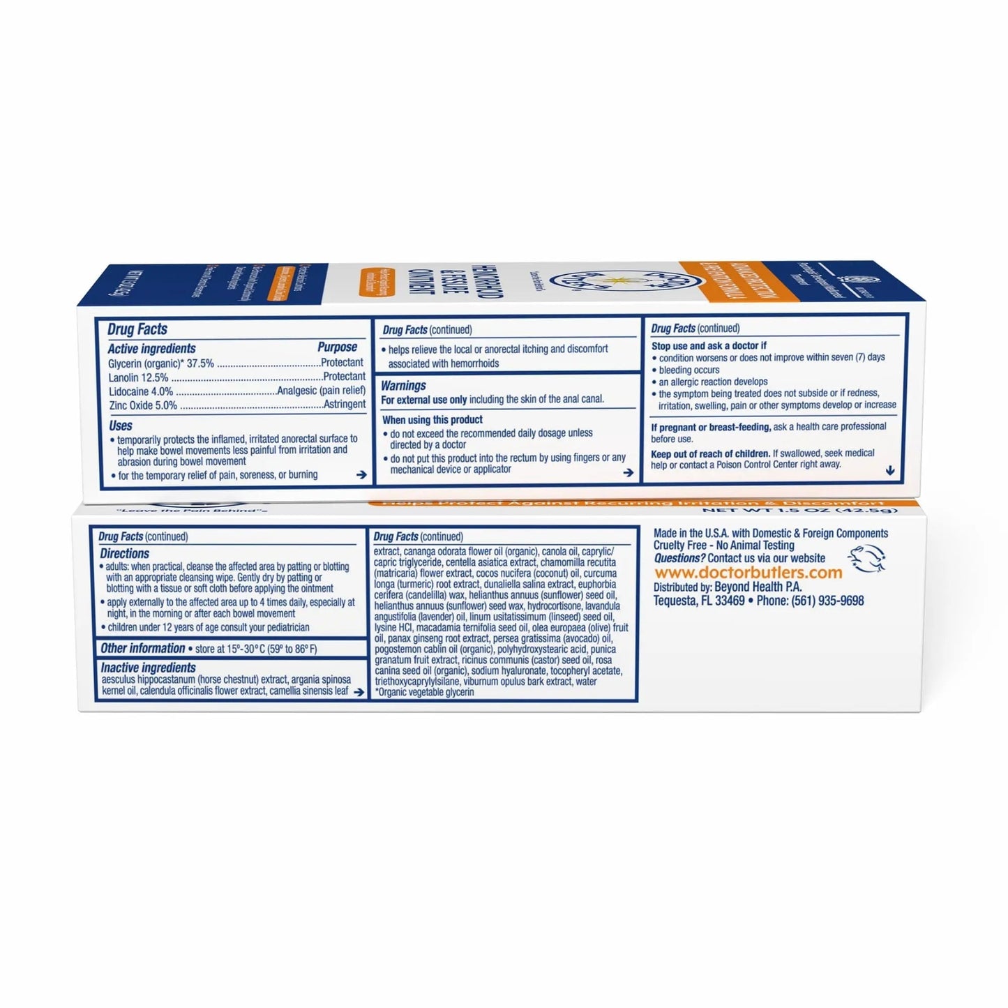 Doctor Butler's Advanced Hemorrhoid & Fissure Ointment – Lidocaine Hemorrhoid Treatment and Fissure Treatment Extra Strength Formula, Heals and Provides Fast Pain and Itch Relief* (1.5 oz.) Doctor Butler'sBuy Supplements Australia