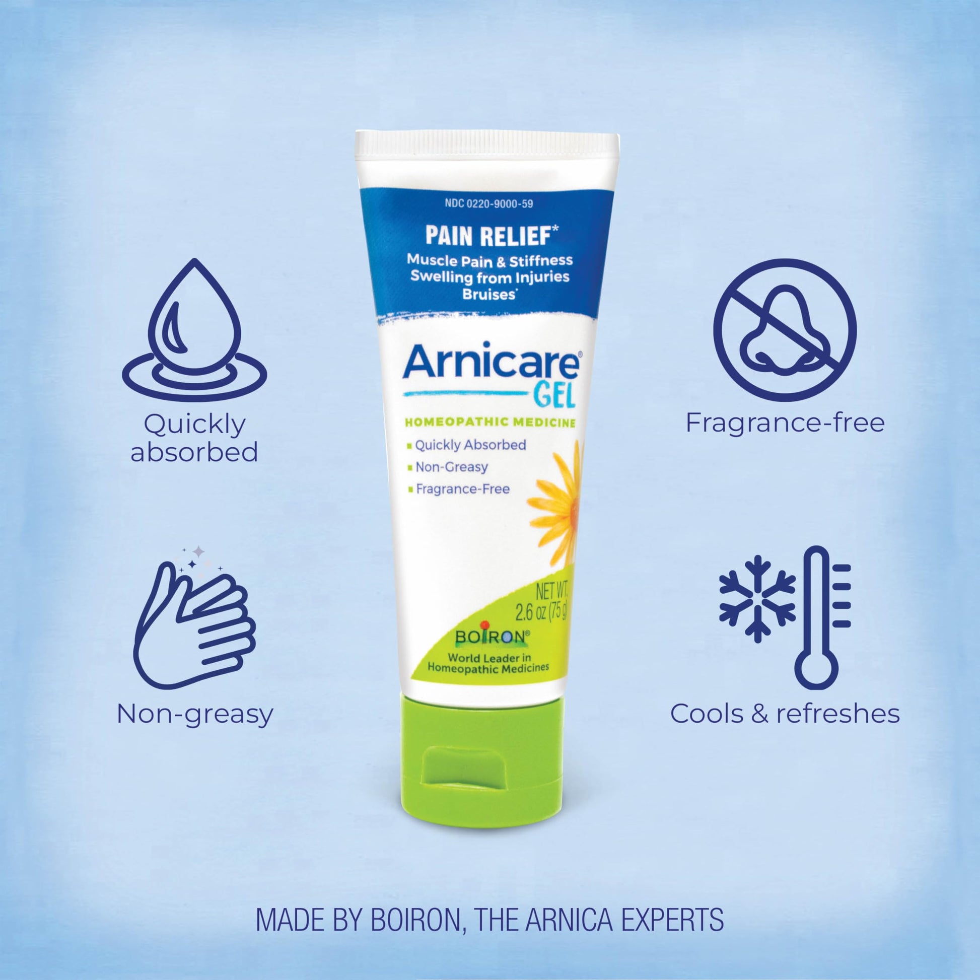 Boiron Arnicare Gel for Joint Pain, Muscle Pain, Swelling, Soreness, and Stiffness - Non-greasy and Fragrance-Free - 2.6 oz BoironBuy Supplements Australia