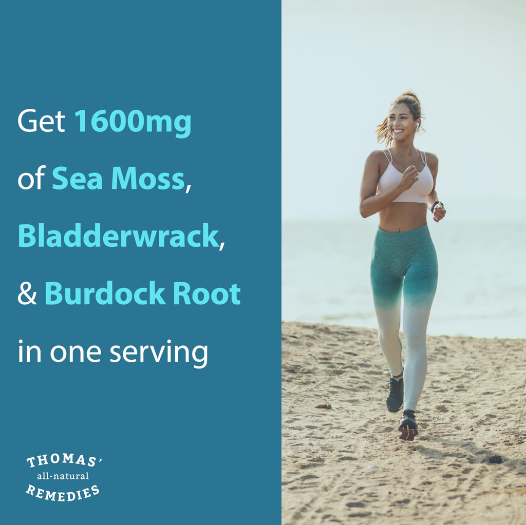 Thomas' all-natural Remedies Irish Sea Moss Capsules, Sea Moss with Bladderwrack & Burdock Root Organic for Gut Health, Digestion, Energy & Immune Support, 120 Seamoss Pills Thomas' all-natural RemediesBuy Supplements Australia