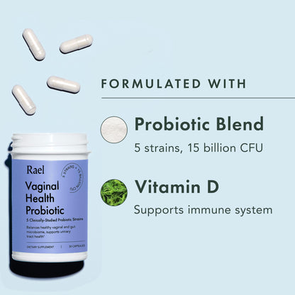 Rael Probiotics for Women - pH Balance Supplement with Prebiotics, Vaginal Immune Health (30 Servings)