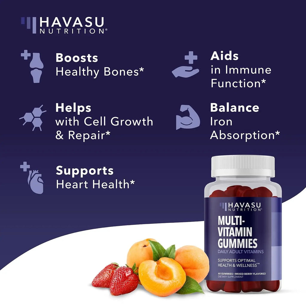 Multivitamin Gummies for Adults - Daily Gummy with Vitamin C, D, and Zinc for Men and Women - 60 Count - GLP-1 Nutritional Support HAVASU NUTRITION